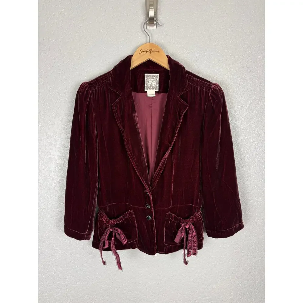 Ralph Lauren Vintage Velvet Blazer Whimsygoth Dark Academia Silk Victorian S - Picture 2 of 11